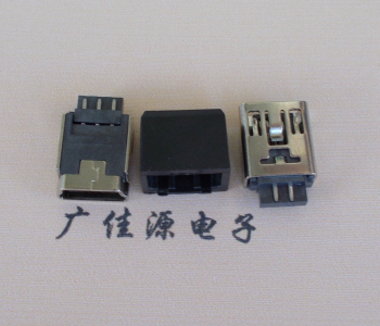 天津MINI USB 5Pin接口 带护套焊线母座 B型180度铜壳