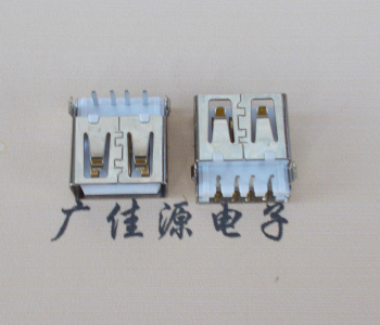 天津USB母座接口 AF90度沉板1.9引脚4P插件白胶芯直边