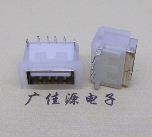 天津卧式后两脚DIP插板USB AF 2.0防水母座,反向插A公头连接器