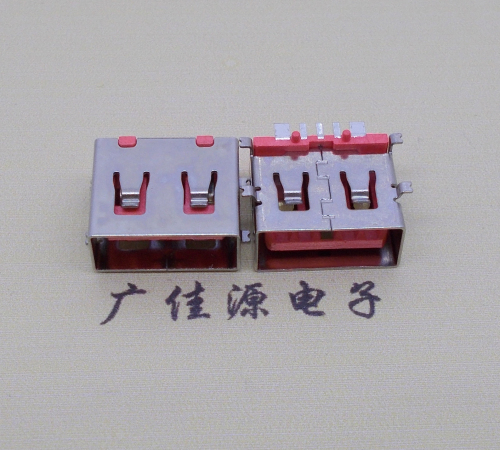 天津全贴片USB AF 5P大电流母座,接地线功能胶芯6.5MM