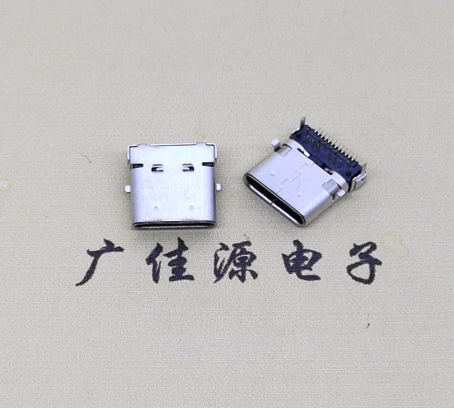 天津type c24p板上双壳连接器接口 DIP+SMT L=10.0脚长1.6母头